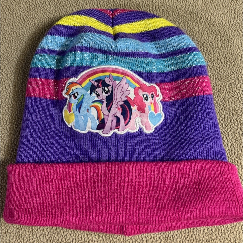 My Little Pony Knit Hat Cap Beanie RAINBOW DASH Girl's Purple Winter